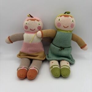 Blabla Kids Plush Apple Doll Girl 12" Cotton Knit Soft Toy Lot Of 2